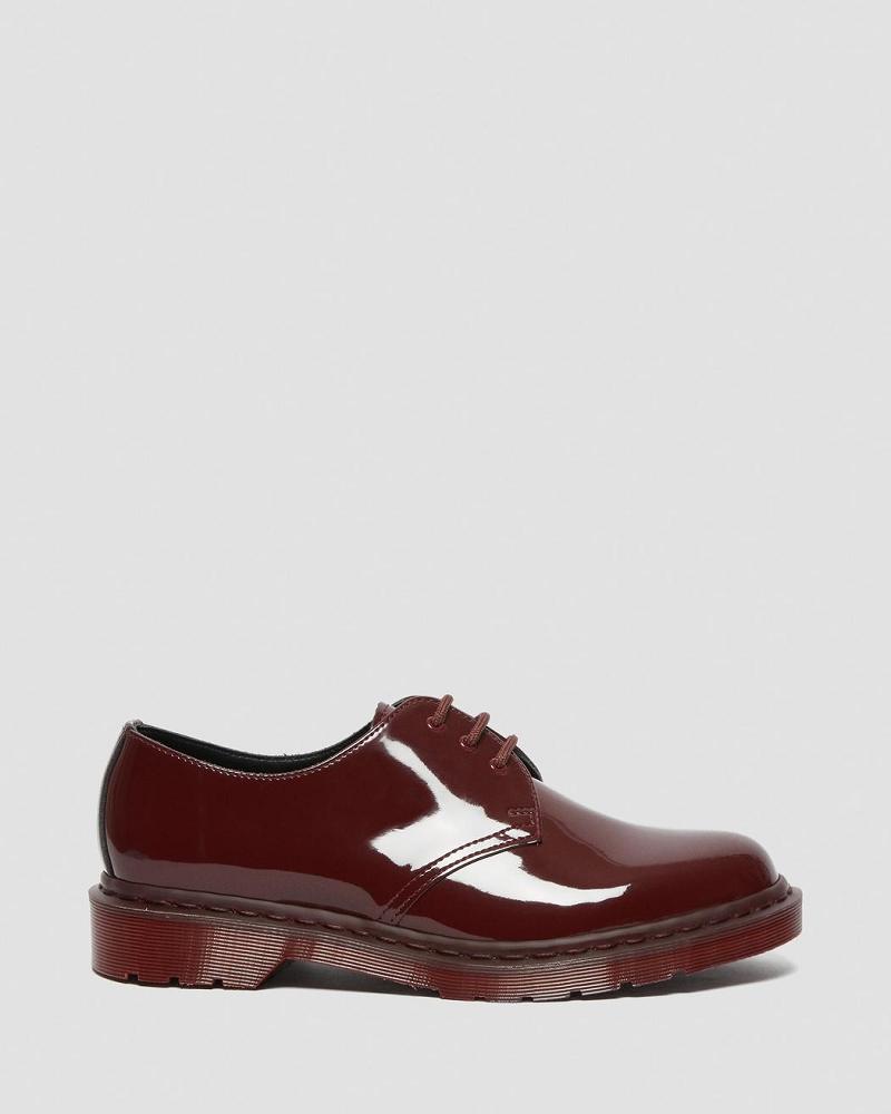 Red Women's Dr Martens 1461 Made in England Mono Patent Leather Oxfords Shoes | CA 354VRW